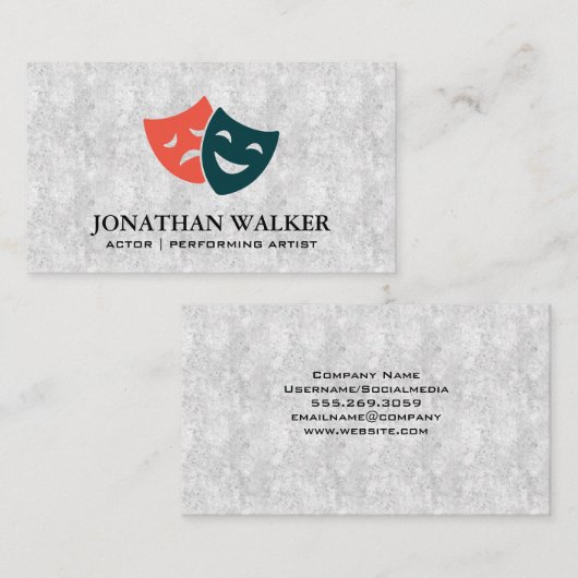 喜劇と悲劇の劇場用マスク 名刺 (正面/裏面)