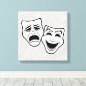 喜劇と悲劇の劇場黒線をマスク キャンバスプリント (インサイチュ (ウッドフロア))