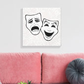 喜劇と悲劇の劇場黒線をマスク キャンバスプリント (インサイチュ (リビング))