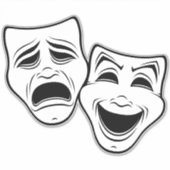 喜劇と悲劇の劇場黒線をマスク シール (正面)