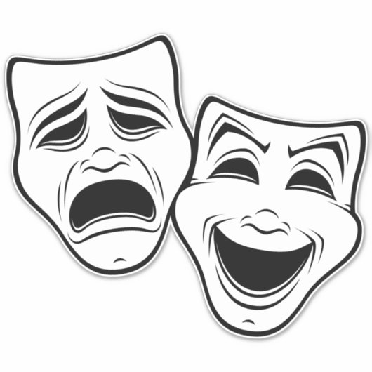 喜劇と悲劇の劇場黒線をマスク シール (正面)