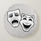 喜劇と悲劇の劇場黒線をマスク ラウンドクッション (正面)