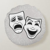 喜劇と悲劇の劇場黒線をマスク ラウンドクッション (裏面)