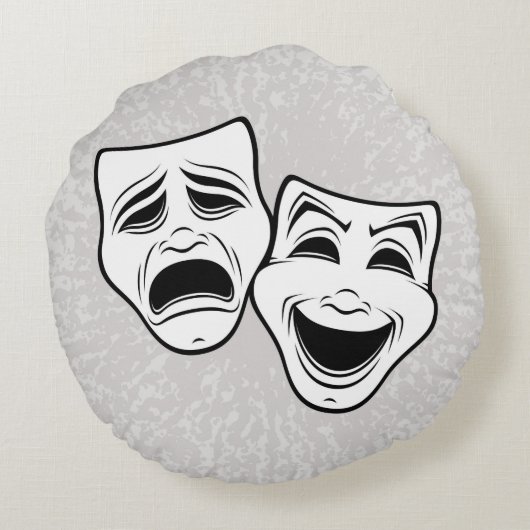 喜劇と悲劇の劇場黒線をマスク ラウンドクッション (裏面)
