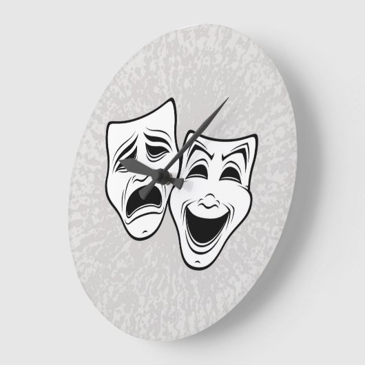喜劇と悲劇の劇場黒線をマスク ラージ壁時計 (傾斜)