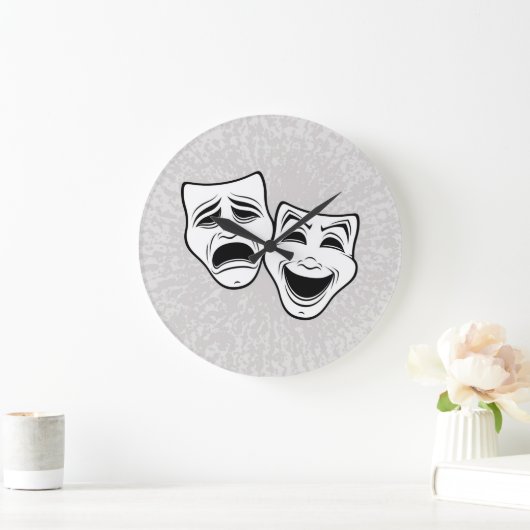 喜劇と悲劇の劇場黒線をマスク ラージ壁時計 (ホーム)