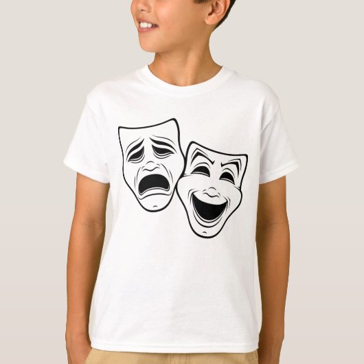 喜劇と悲劇の劇場黒線をマスク Tシャツ (正面)