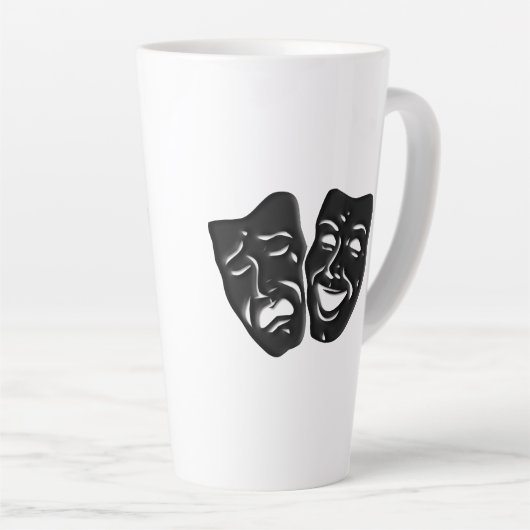 喜劇と悲劇の演劇マスク カフェラテマグ (右アングル)
