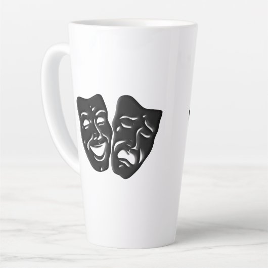 喜劇と悲劇の演劇マスク カフェラテマグ (左アングル)