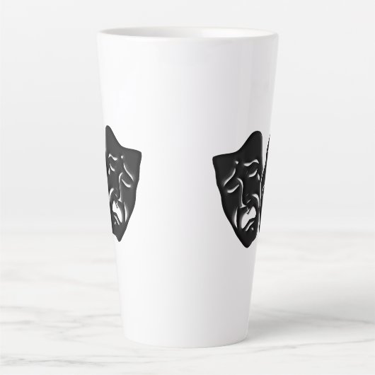 喜劇と悲劇の演劇マスク カフェラテマグ (正面)