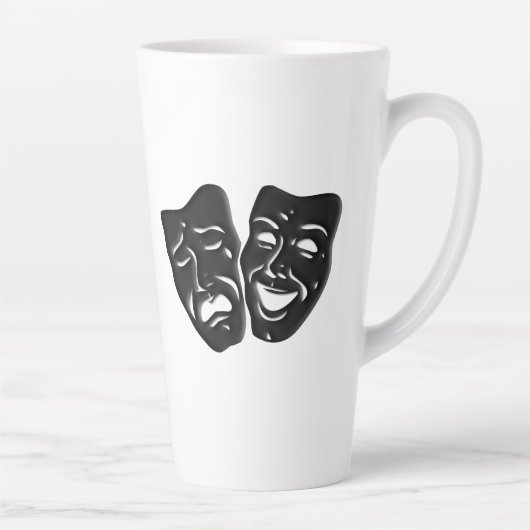 喜劇と悲劇の演劇マスク カフェラテマグ (右)