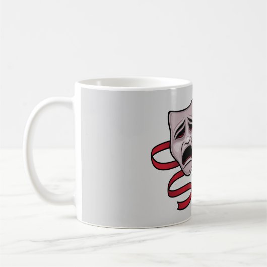 喜劇と悲劇の演劇マスク コーヒーマグカップ (左)