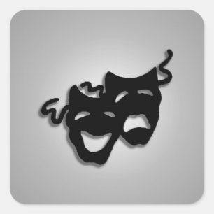 喜劇と悲劇の演劇マスク スクエアシール