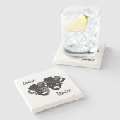 喜劇と悲劇の演劇マスク ストーンコースター (横)