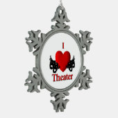 喜劇と悲劇の演劇マスク スノーフレークピューターオーナメント (左)