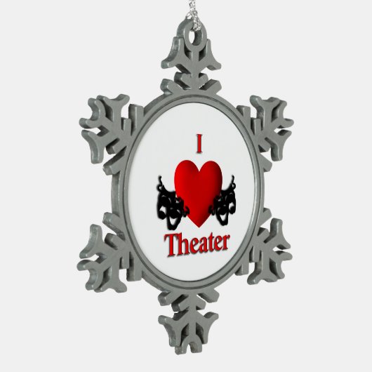 喜劇と悲劇の演劇マスク スノーフレークピューターオーナメント (左)