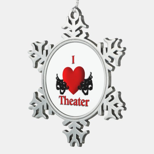 喜劇と悲劇の演劇マスク スノーフレークピューターオーナメント (右)