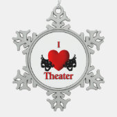 喜劇と悲劇の演劇マスク スノーフレークピューターオーナメント (正面)