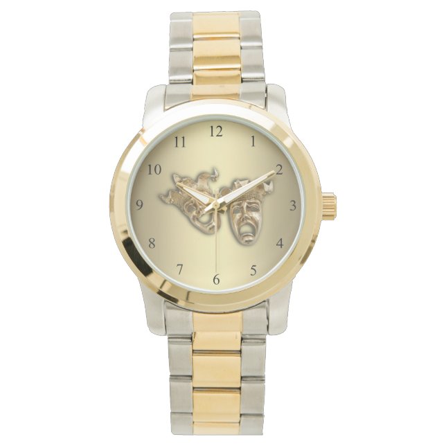 喜劇と悲劇の演劇マスク 腕時計 (正面)