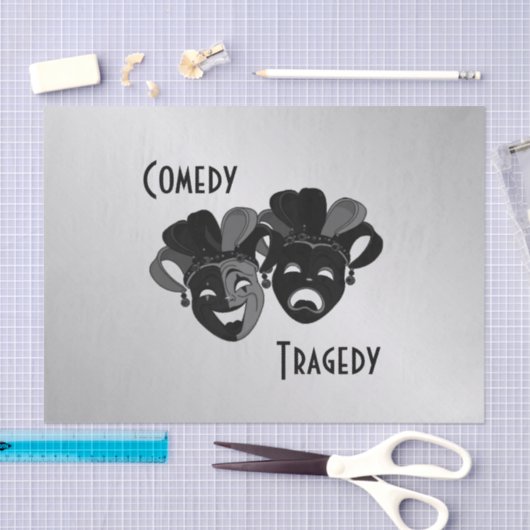 喜劇と悲劇の演劇マスク 薄葉紙 (クラフト)