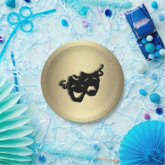 喜劇と悲劇の演劇金ゴールド ペーパープレート (パーティー)