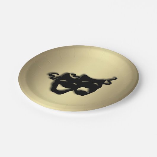 喜劇と悲劇の演劇金ゴールド ペーパープレート (アングル)