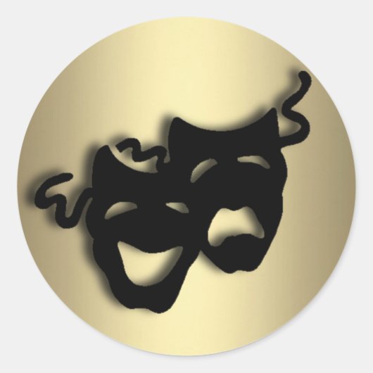 喜劇と悲劇の演劇金ゴールド ラウンドシール (正面)