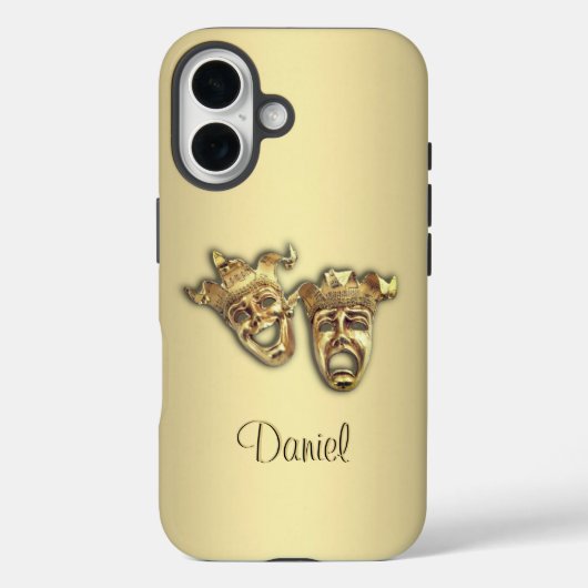 喜劇と悲劇の金ゴールドシアターマスク Case-Mate iPhoneケース (裏面)