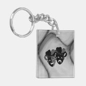 喜劇と悲劇シアタージェスターマスクシルバー キーホルダー (正面左)