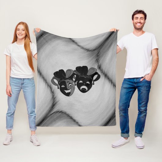 喜劇と悲劇シアタージェスターマスクシルバー フリースブランケット (インサイチュ)