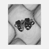 喜劇と悲劇シアタージェスターマスクシルバー フリースブランケット (正面)