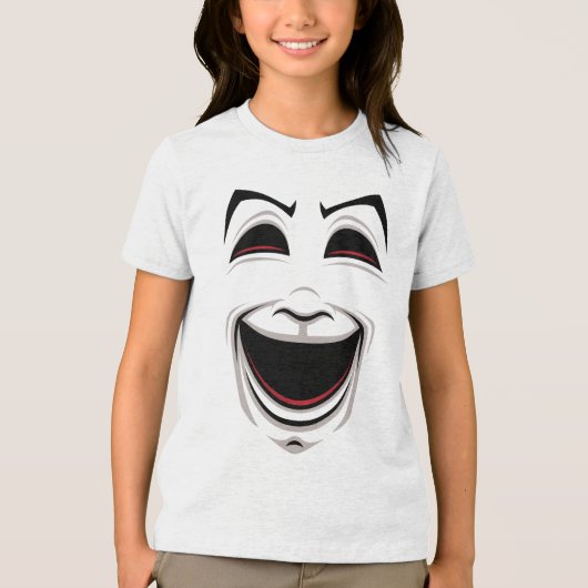 喜劇と悲劇シアターマスクの顔 トライブレンドＴシャツ (正面)
