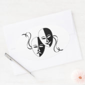 喜劇と悲劇シアターマスク/顔 楕円形シール (封筒)