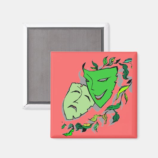 喜劇と悲劇ドラマのマスクシアターマグネット マグネット (正面/裏面)