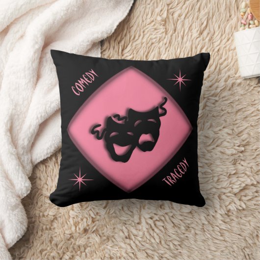 喜劇と悲劇ピンクとブラック・シアター クッション (ブランケット)