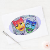 喜劇と悲劇 楕円形シール (封筒)