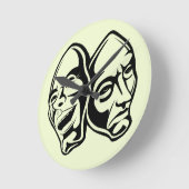 喜劇の悲劇のマスクはまだライフアートを装った ラウンド壁時計 (傾斜)