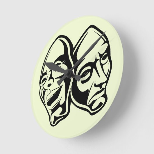 喜劇の悲劇のマスクはまだライフアートを装った ラウンド壁時計 (傾斜)