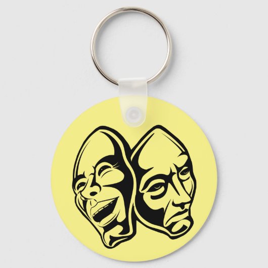 喜劇の悲劇の劇場のマスクはまだ生活を仮装 キーホルダー (正面)