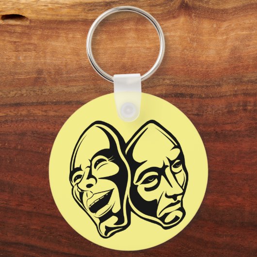 喜劇の悲劇の劇場のマスクはまだ生活を仮装 キーホルダー (正面)