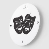 喜劇の悲劇の劇場用仮面 ラージ壁時計 (傾斜)