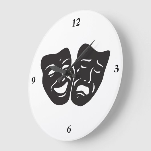 喜劇の悲劇の劇場用仮面 ラージ壁時計 (傾斜)