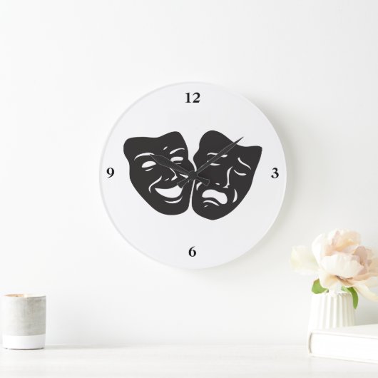 喜劇の悲劇の劇場用仮面 ラージ壁時計 (ホーム)