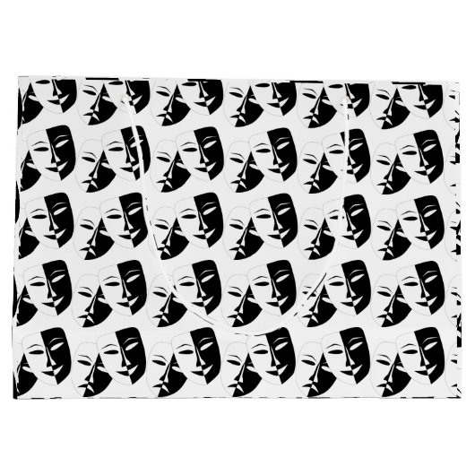 喜劇の悲劇の白黒シアターマスク大 ラージペーパーバッグ (裏面)