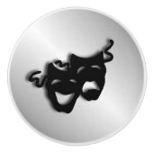 喜劇の悲劇の銀の劇場のマスク セラミックノブ (正面)