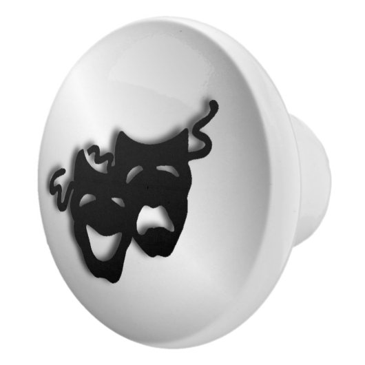 喜劇の悲劇の銀の劇場のマスク セラミックノブ (右)