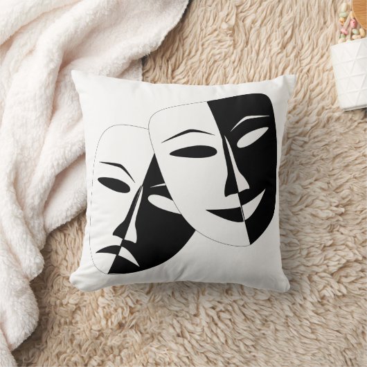 喜劇の悲劇の黒と白の劇場用マスク クッション (ブランケット)