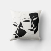喜劇の悲劇の黒と白の劇場用マスク クッション (裏面)
