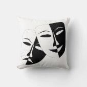 喜劇の悲劇の黒と白の劇場用マスク クッション (正面)