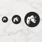 喜劇の悲劇の黒と白の劇場用マスク コンフェッティ (正面)